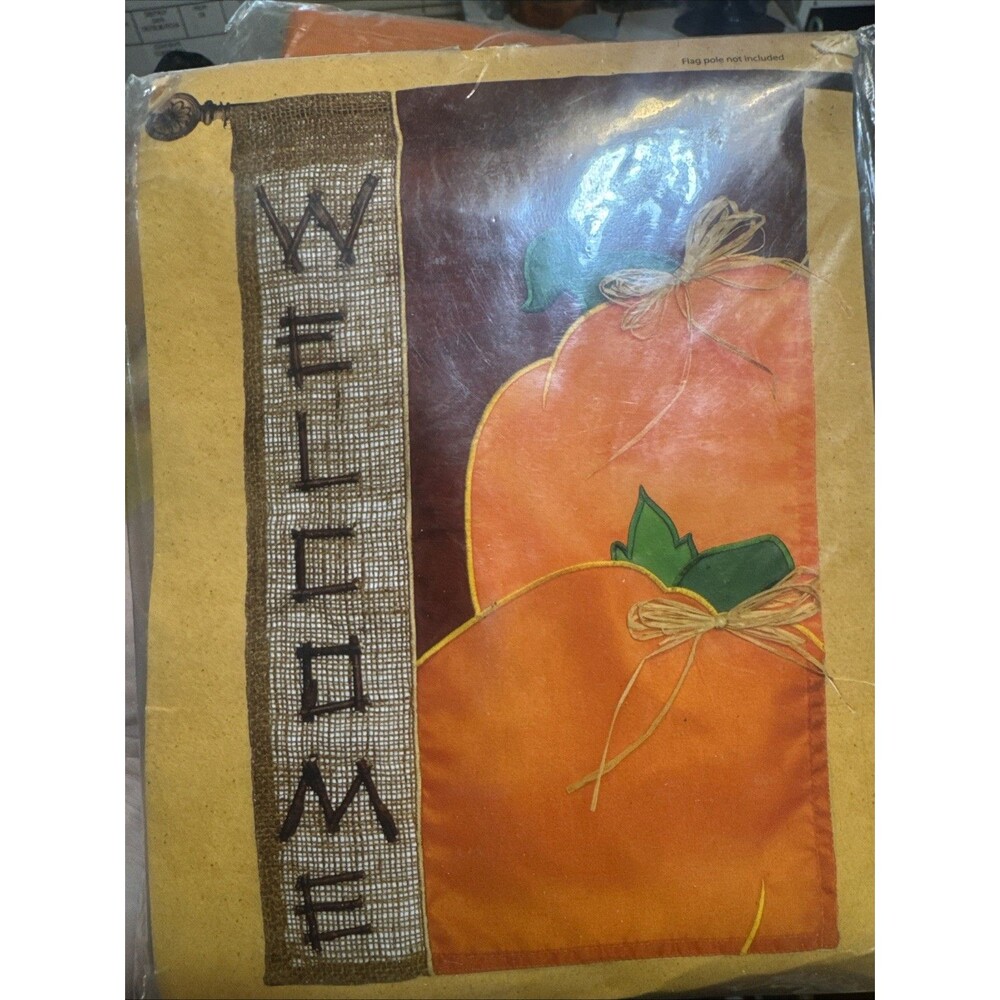 New Creative Flag Banner Fall Pumpkin Welcome Burlap Autumn Home Outdoors